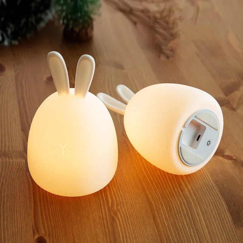 Fat Rabbit Colorful Pat Silicone Lamp in white with touch switch and 1W LED