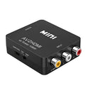 Black AV to HDMI converter with 0.5 metre cable for 1080P video conversion
