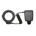 RF-550D LED macro ring fill light attached to SLR camera lens with guide number 15