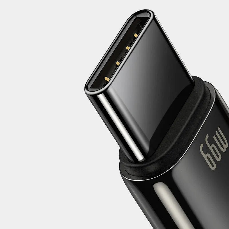 Baseus USB C to USB C fast charging cable for Android phones showing connector detail