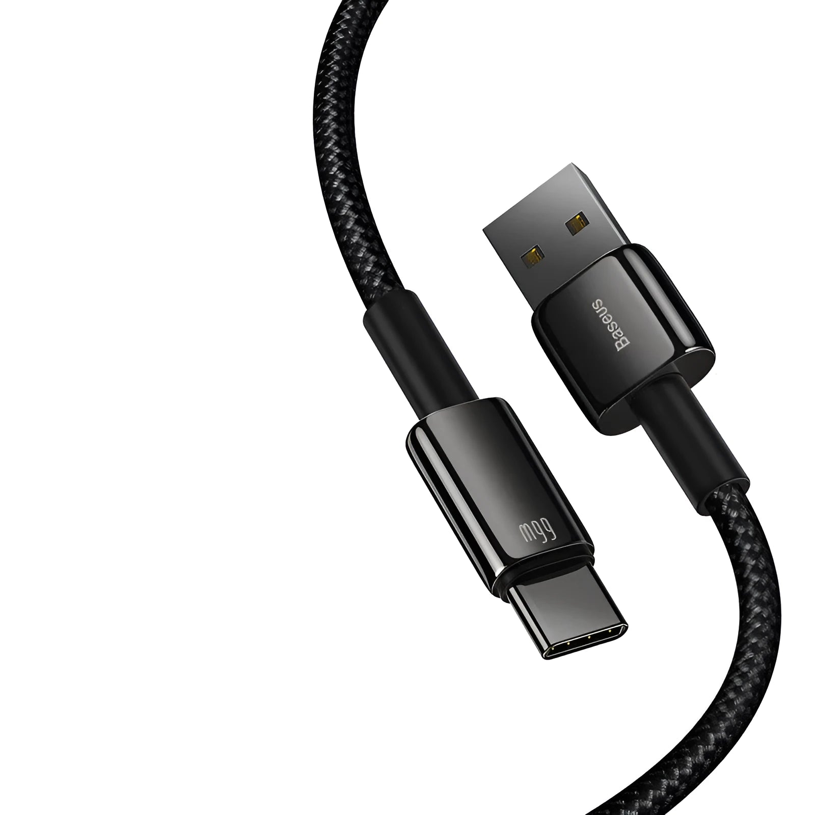 Baseus USB C to USB C fast charging cable for Android phones showing connector detail