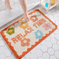 Polyester anti slip floral bathroom floor mat in 40x60cm to 80x120cm sizes with pink and green flower patterns