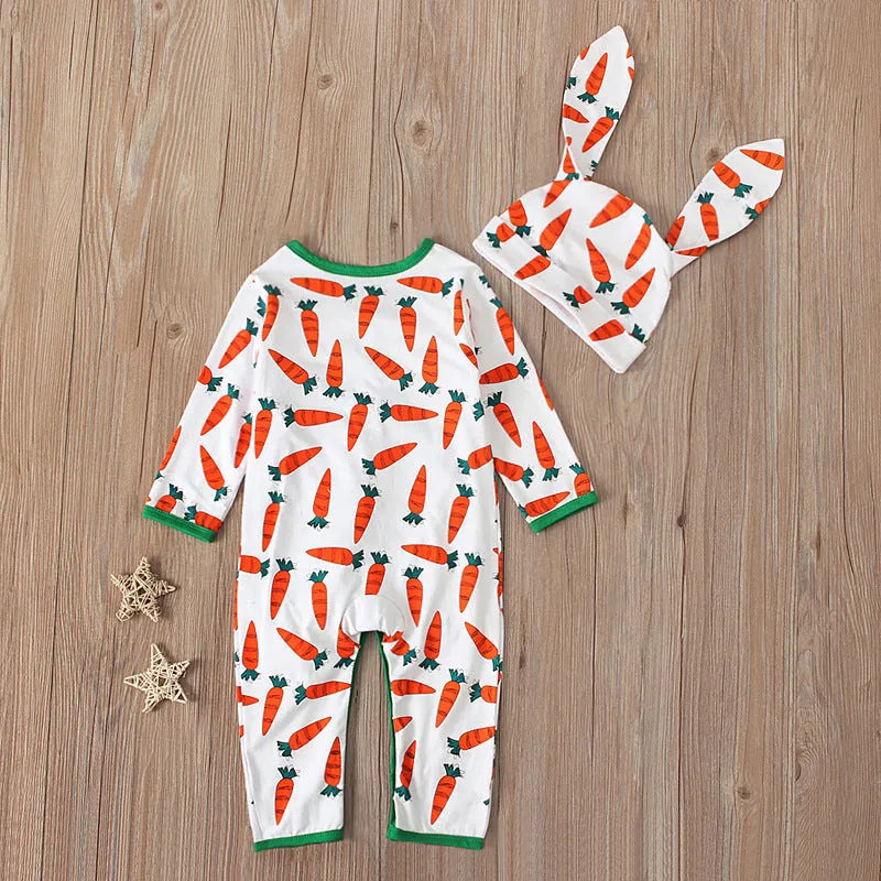 Red cotton baby romper jumpsuit for Easter in toddler sizes 70cm to 100cm
