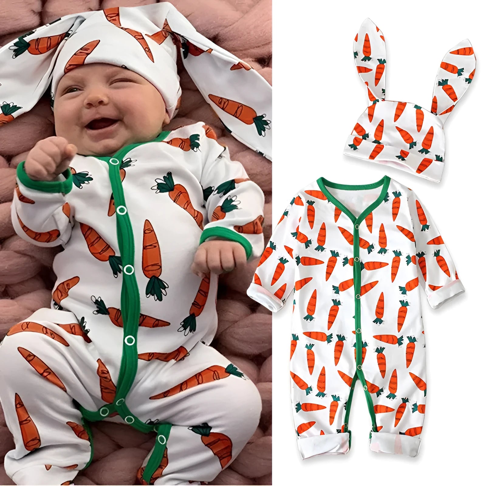 Red cotton baby romper jumpsuit for Easter in toddler sizes 70cm to 100cm