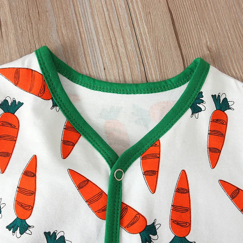 Red cotton baby romper jumpsuit for Easter in toddler sizes 70cm to 100cm
