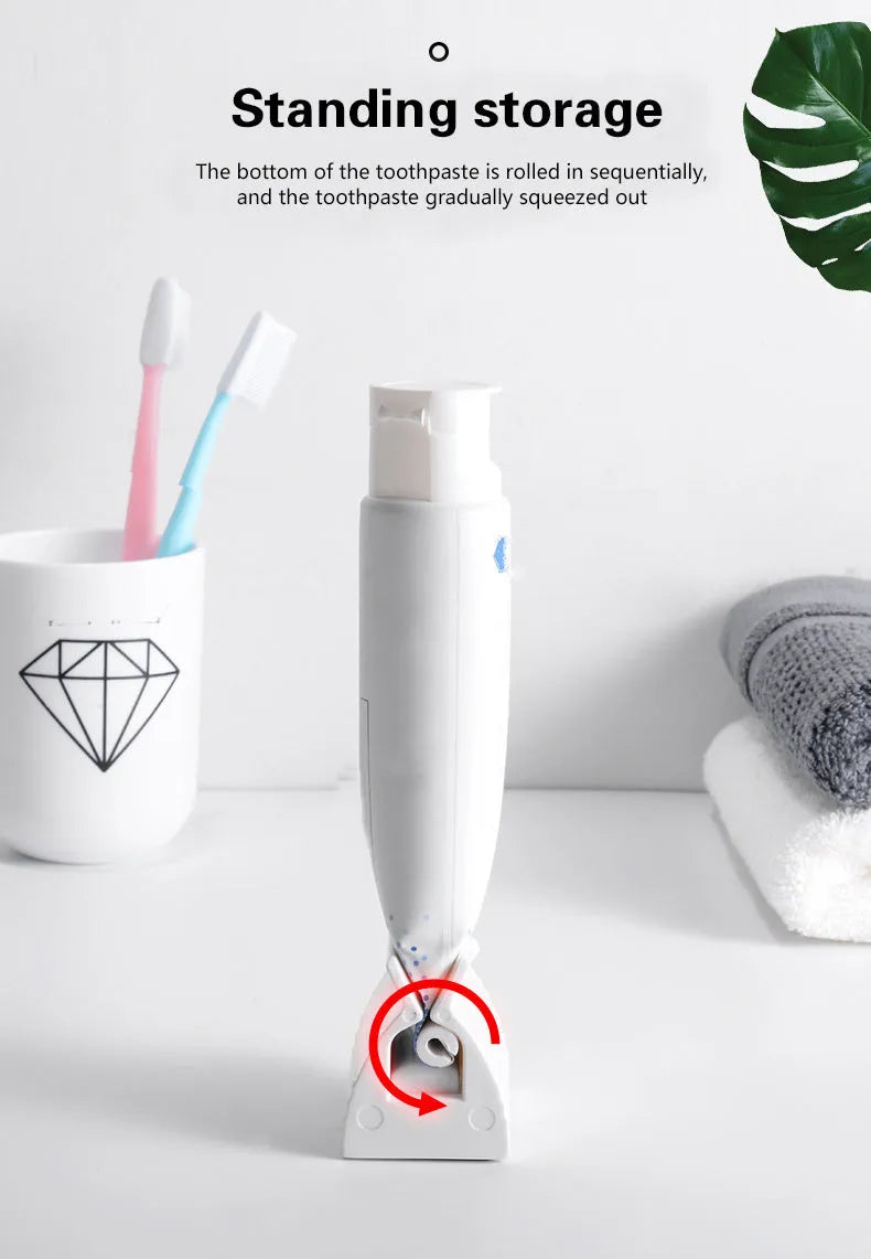 Large toothpaste squeezer in plastic and ABS for bathroom use, shown in white and red