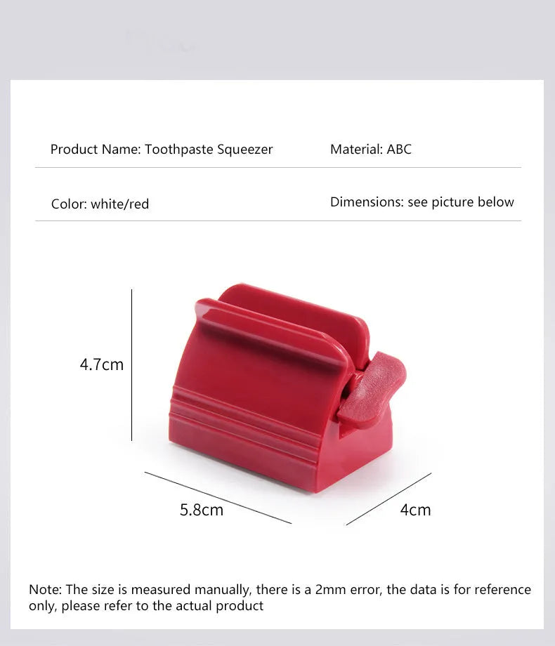 Large toothpaste squeezer in plastic and ABS for bathroom use, shown in white and red