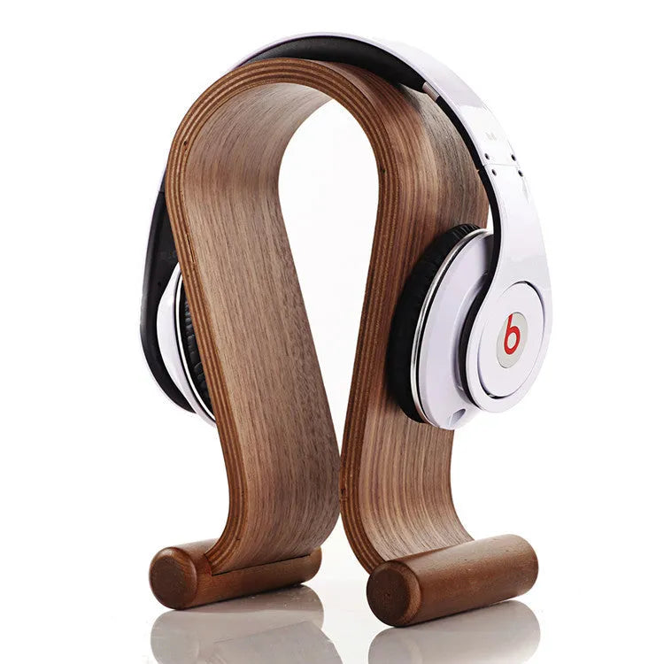 Solid wood earphone rack with natural wood grain, 15x21x26cm, in coffee colour