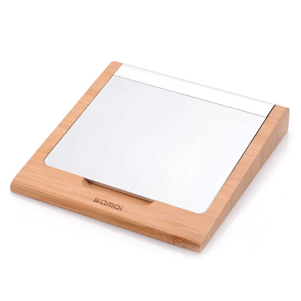 Bamboo wood bracket for Apple Bluetooth trackpad and tablet, 15cm by 15.8cm dimensions
