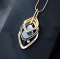 75cm long alloy necklace with water drill pendant, handmade maxi collier for women