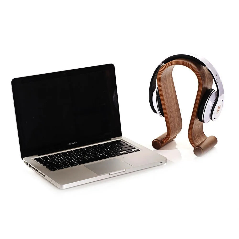 Solid wood earphone rack with natural wood grain, 15x21x26cm, in coffee colour