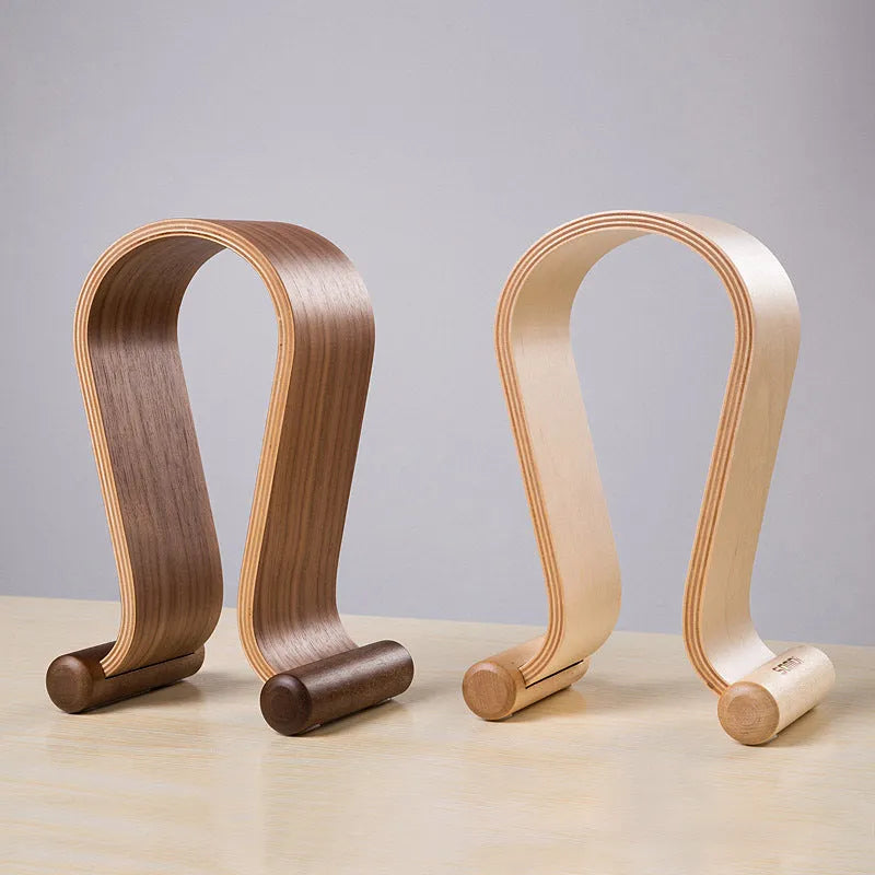 Solid wood earphone rack with natural wood grain, 15x21x26cm, in coffee colour