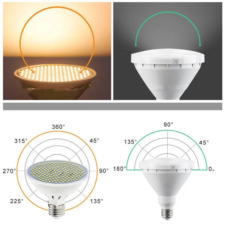 E27 screw-in LED light bulb with white polycarbonate body, labelled with 750 lumen and 100,000 hour lifespan specifications.
