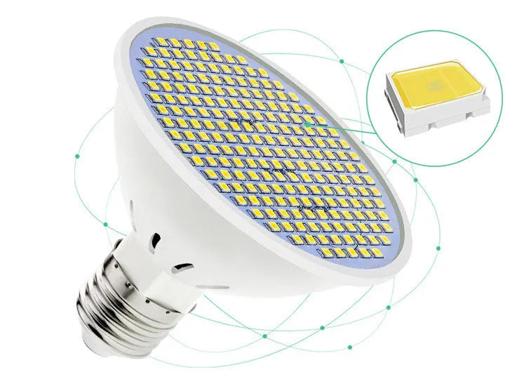 E27 screw-in LED light bulb with white polycarbonate body, labelled with 750 lumen and 100,000 hour lifespan specifications.