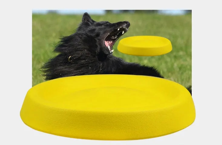Yellow EVA pet dog throwing toy 70g for funny training fetch outdoor play