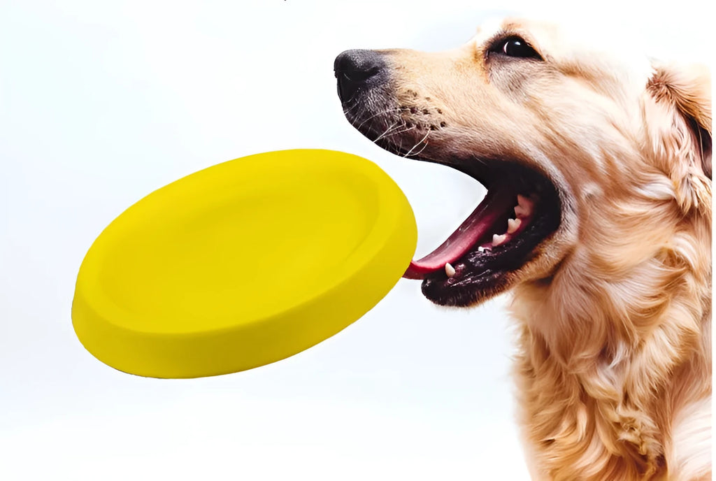 Yellow EVA pet dog throwing toy 70g for funny training fetch outdoor play