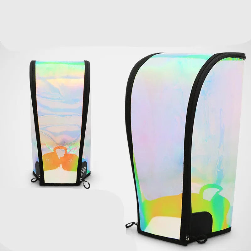Colourful transparent TPU ball bag cap with adjustable buckle on a sports bag