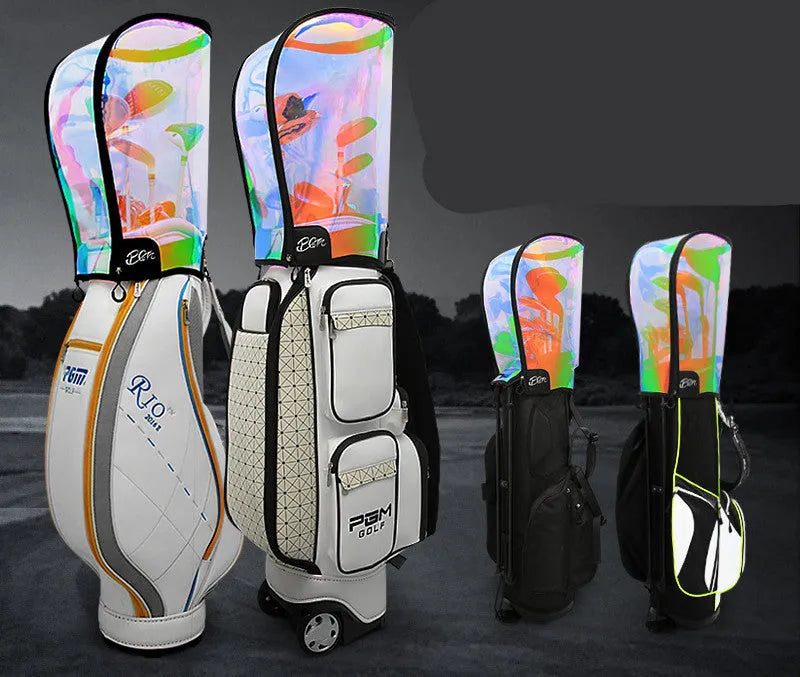 Colourful transparent TPU ball bag cap with adjustable buckle on a sports bag