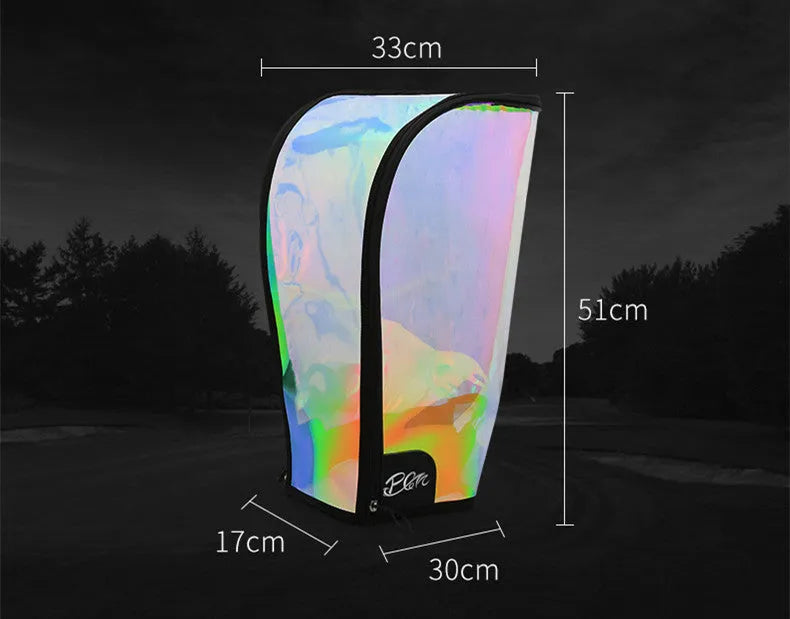 Colourful transparent TPU ball bag cap with adjustable buckle on a sports bag
