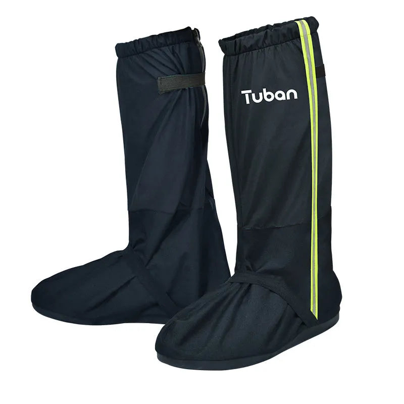 Desert hiking overshoes in blue black Oxford cloth with 45cm tube and sole length markings