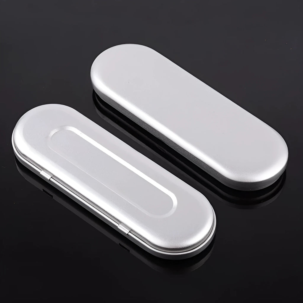 Rectangular frosted iron tinplate box for pen and cosmetic storage, dimensions 175x60x18mm