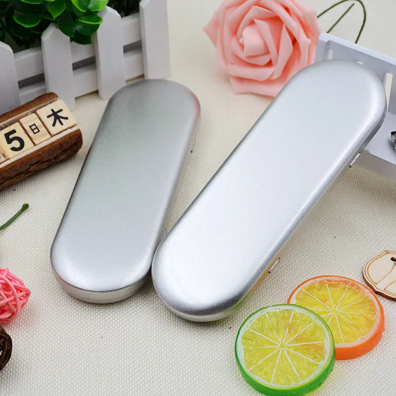Rectangular frosted iron tinplate box for pen and cosmetic storage, dimensions 175x60x18mm