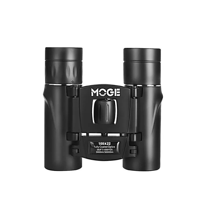 High-power HD binoculars in 100x22 or 40x22 double tube design, compact 11x7x5cm, optional spring clip