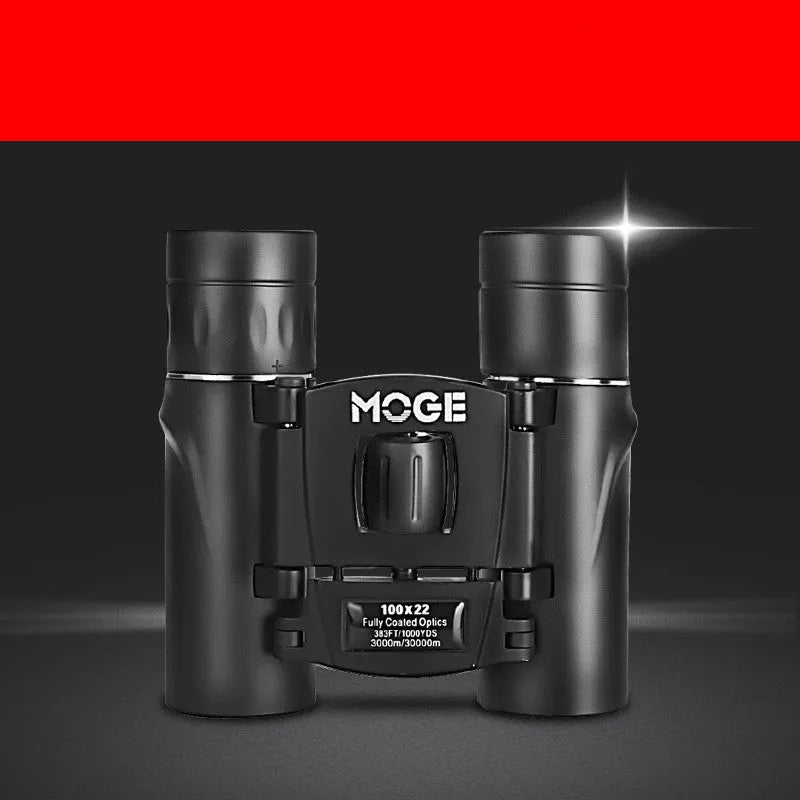High-power HD binoculars in 100x22 or 40x22 double tube design, compact 11x7x5cm, optional spring clip