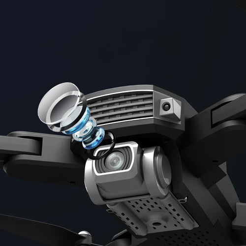 Black folding children's drone with 4K camera and remote control handle