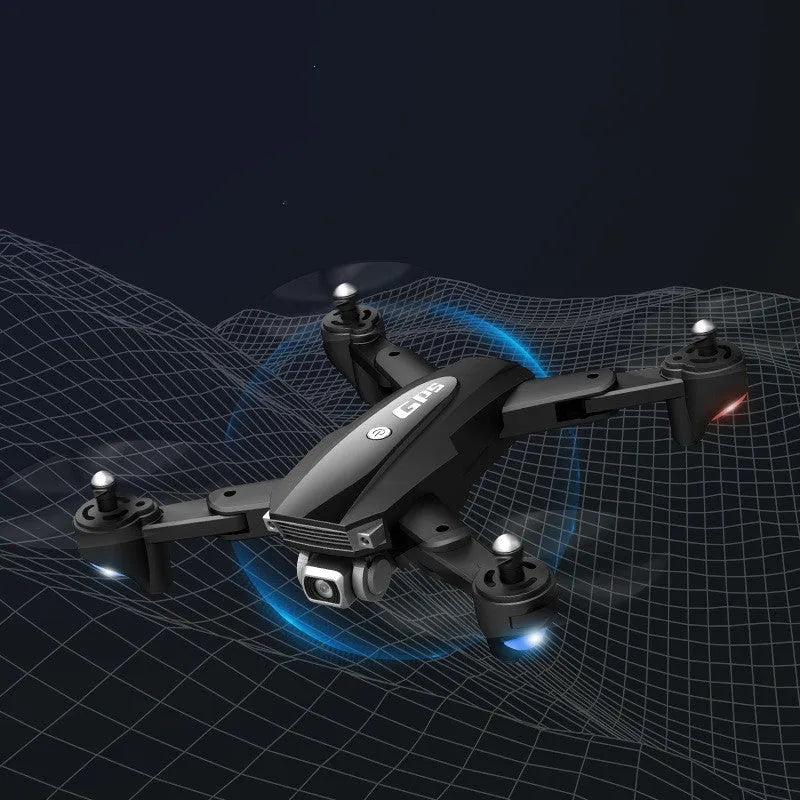 Black folding children's drone with 4K camera and remote control handle