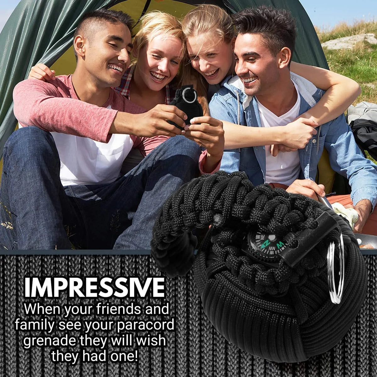 Outdoor survival tool tactical pack with 9cm seven core umbrella rope, about 240g, in black, army green or camouflage.