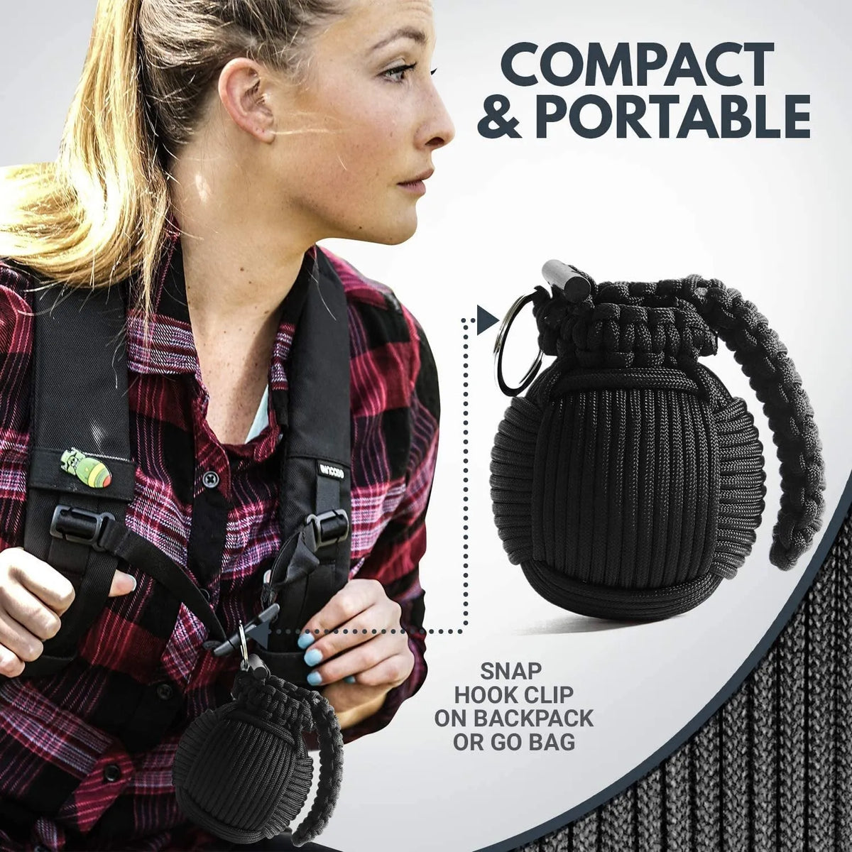 Outdoor survival tool tactical pack with 9cm seven core umbrella rope, about 240g, in black, army green or camouflage.