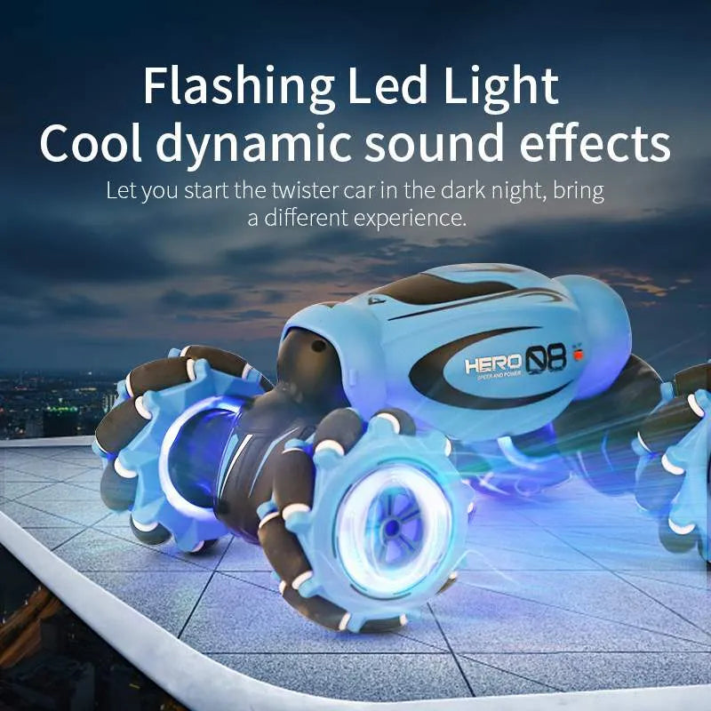 Gesture-sensing deformation remote control car in blue, green, or orange with somatosensory controller.