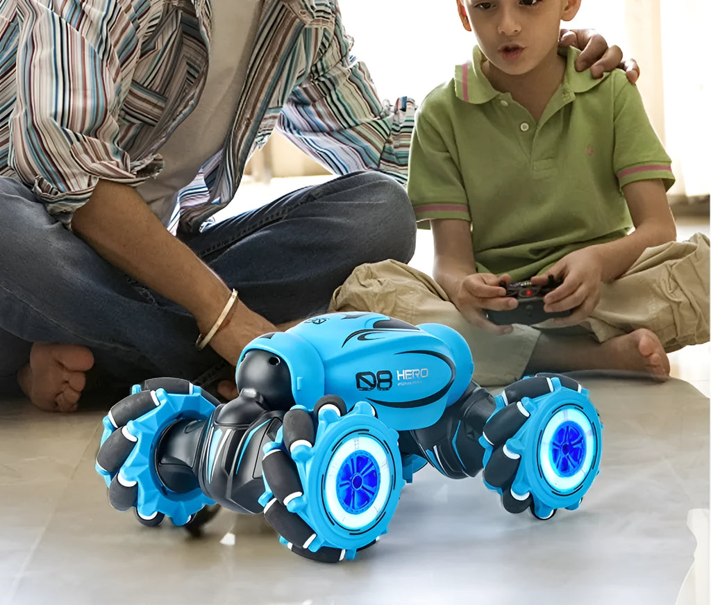 Gesture-sensing deformation remote control car in blue, green, or orange with somatosensory controller.
