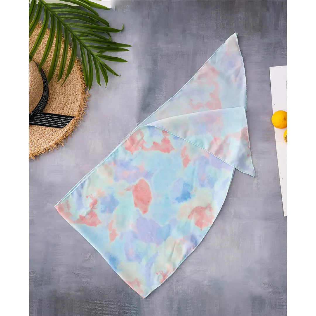 Ladies tie-dye bikini swimsuit set with chest pad, polyester fabric, sizes S M L
