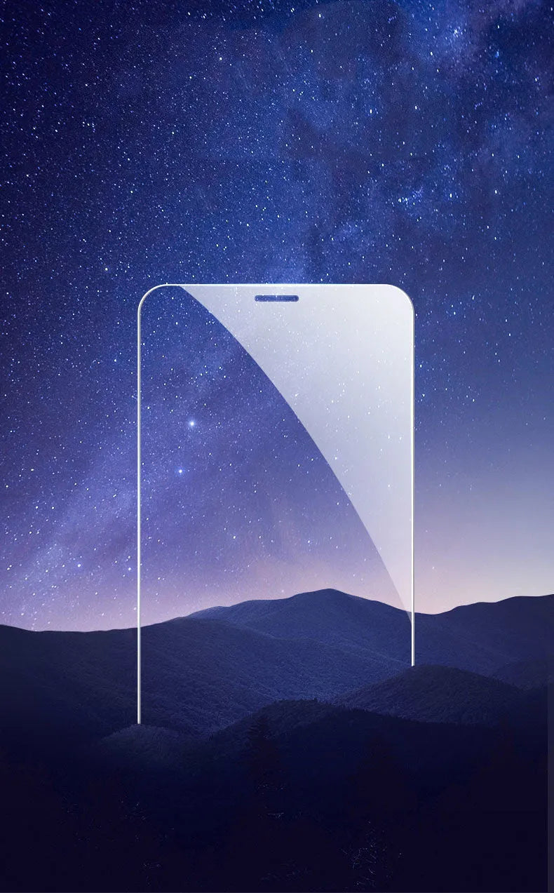 Tempered glass screen protector for iPhone 12 Pro Max, 11, XR, XS Max, 7/8 Plus, full-screen borderless film, transparent.