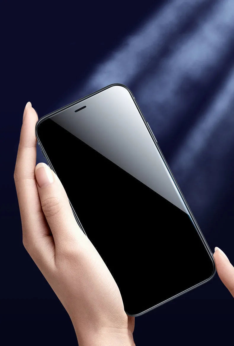 Tempered glass screen protector for iPhone 12 Pro Max, 11, XR, XS Max, 7/8 Plus, full-screen borderless film, transparent.