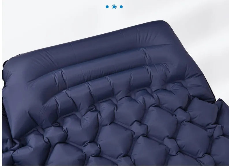 Double inflatable camping mat in green and blue, TPU nylon, 165cm x 118cm, moisture-proof for two persons
