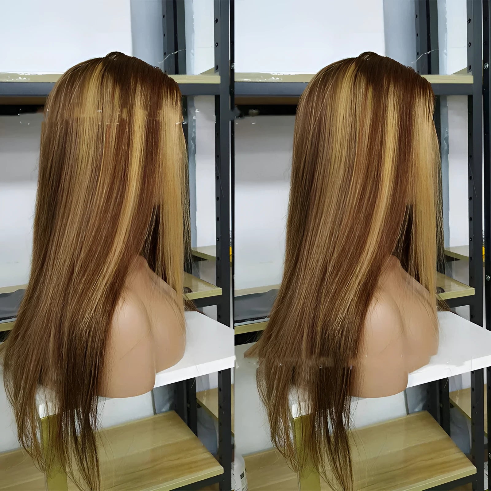 Piano Color P4.27 Brazilian human hair straight lace front wig with 4x4 lace closure