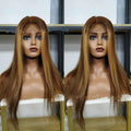 Piano Color P4.27 Brazilian human hair straight lace front wig with 4x4 lace closure
