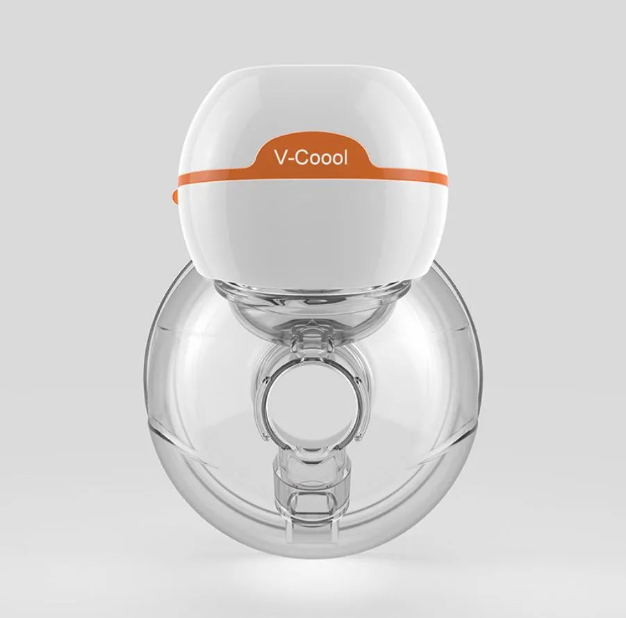 White wearable electric breast pump with 180ml silicone cup and LCD screen