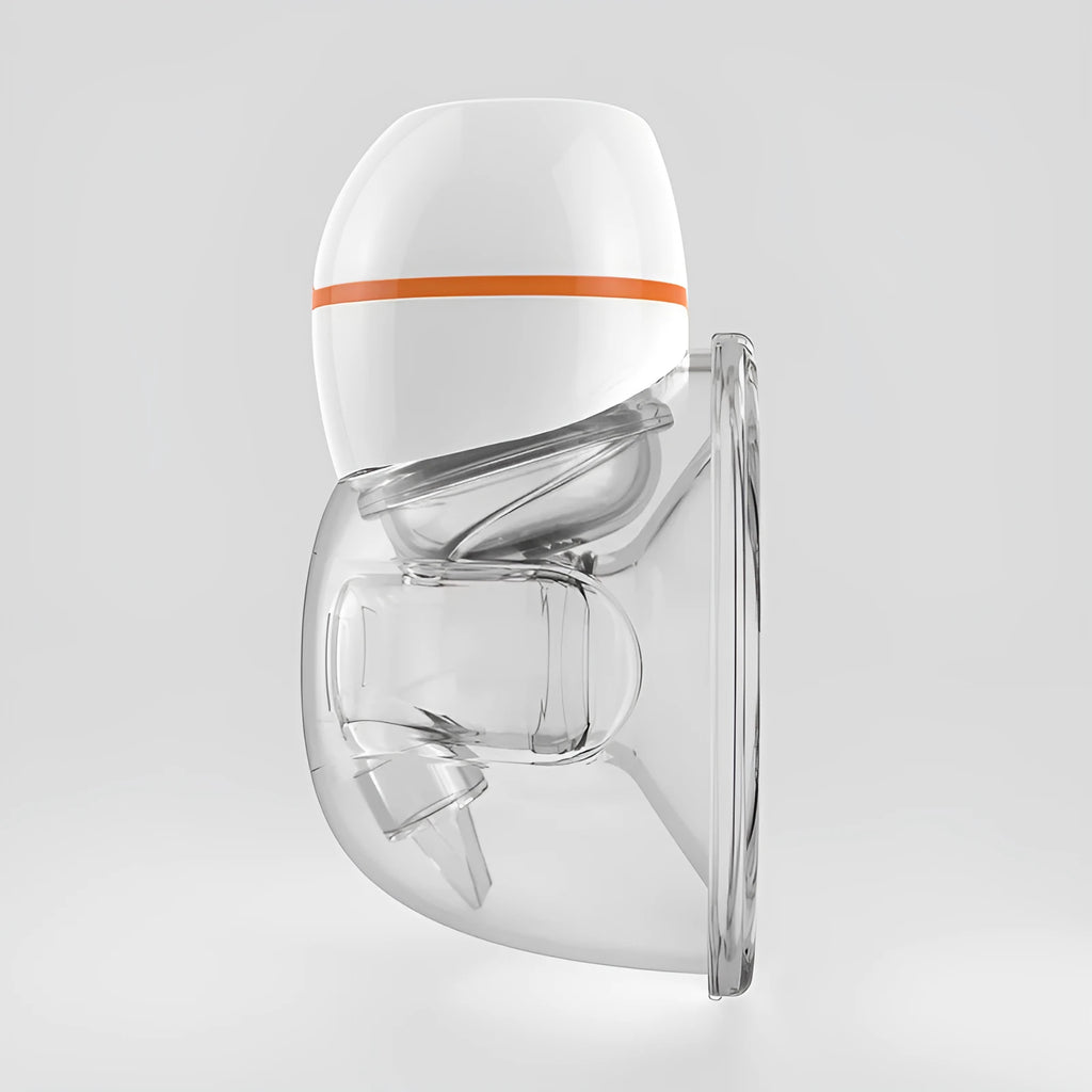 White wearable electric breast pump with 180ml silicone cup and LCD screen