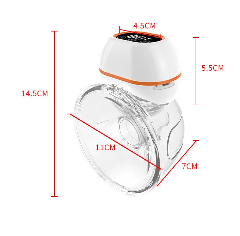 White wearable electric breast pump with 180ml silicone cup and LCD screen