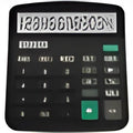 Black big screen twelve-digit solar desktop calculator with LCD display and dual power supply