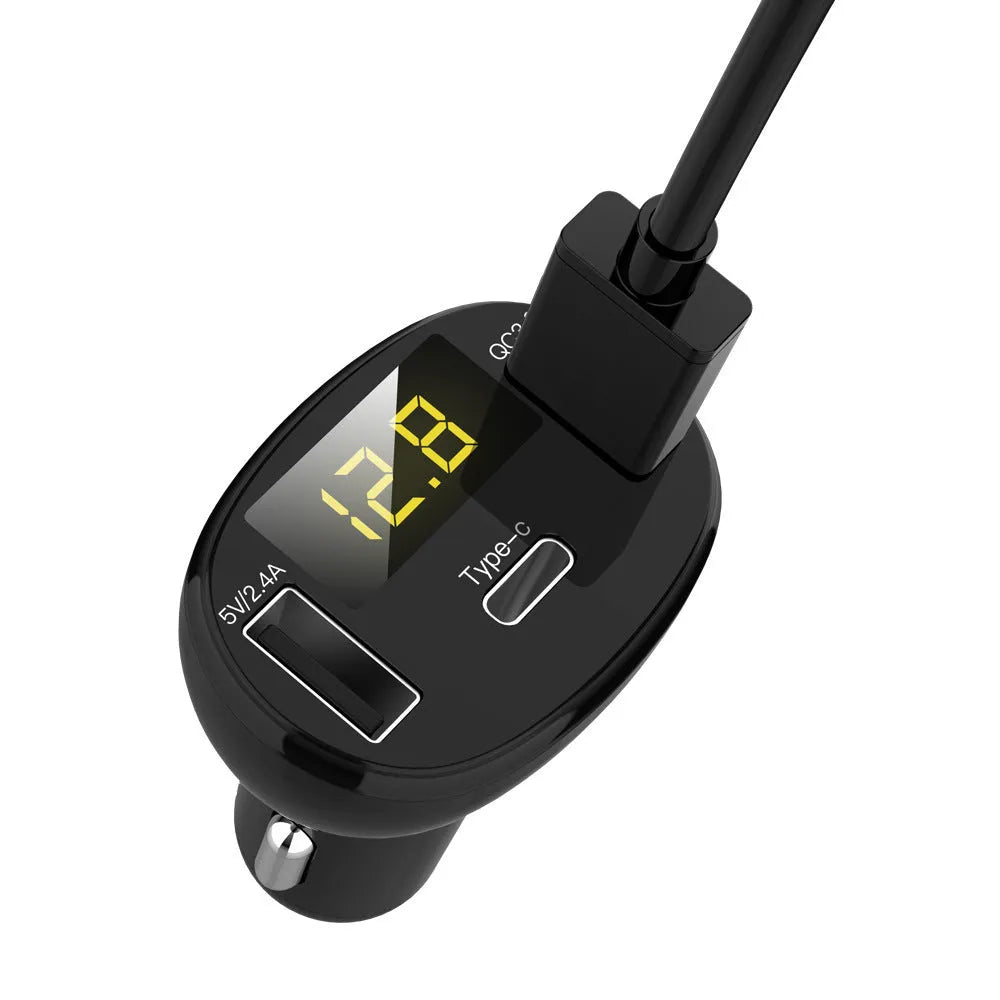 C02 car charger with digital display, ABS casing, USB output, black colour, for vehicle use