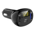 C02 car charger with digital display, ABS casing, USB output, black colour, for vehicle use