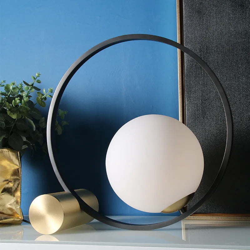 Creative decorative table lamp with iron holder, Nordic post-modern style, offering warm light or white light