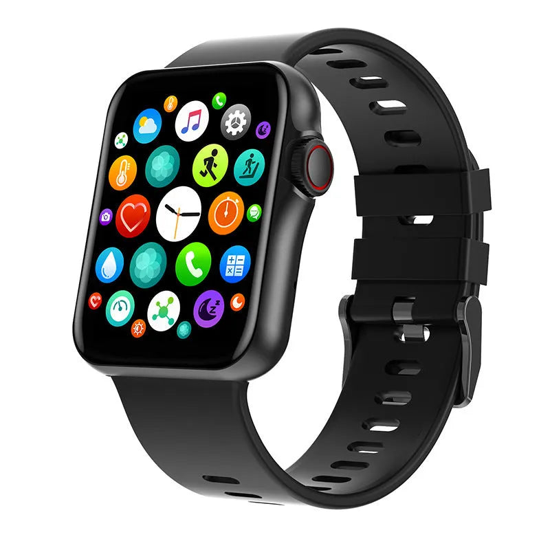 D06 colour screen Bluetooth smart watch with black liquid silicone strap on wrist