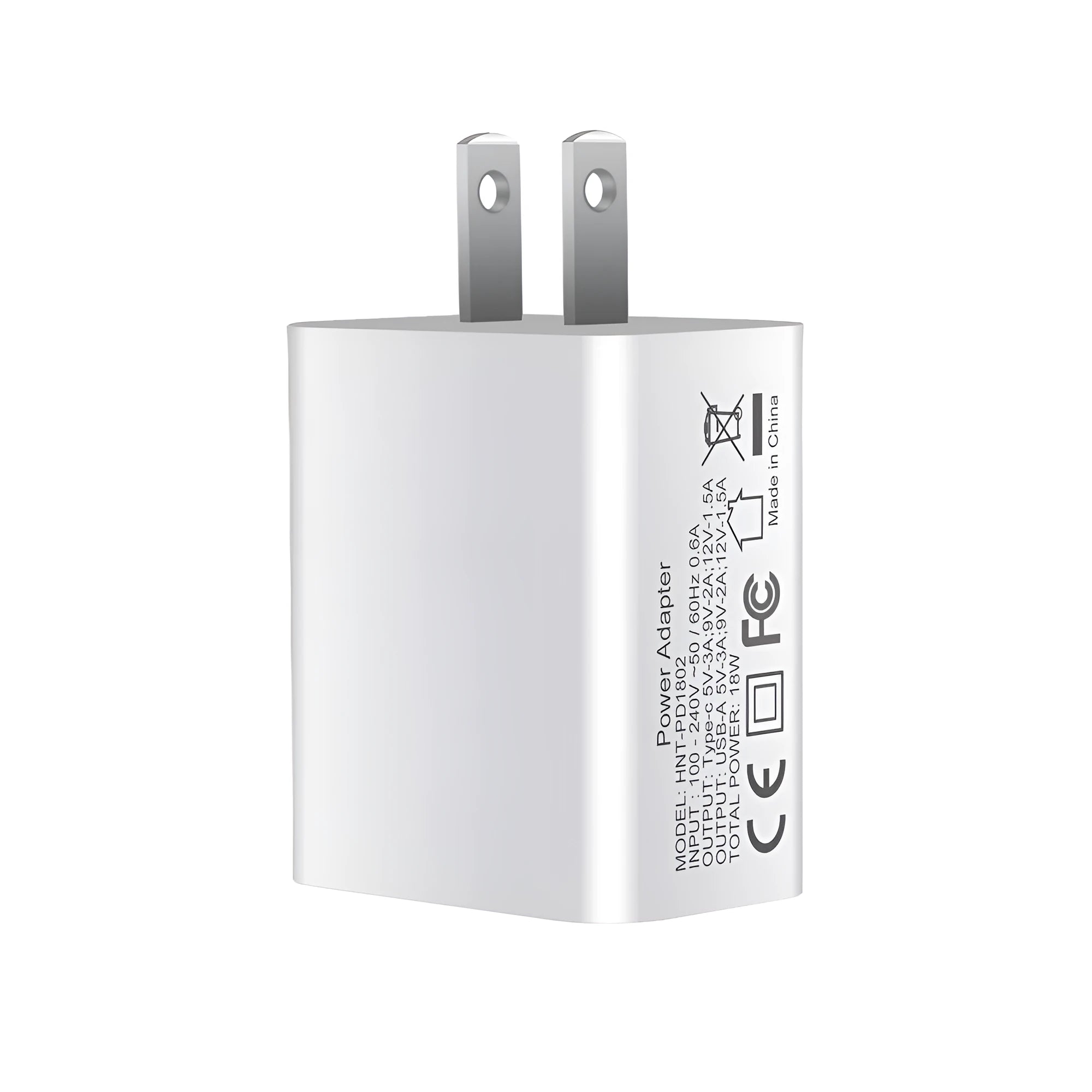 White 18W PD fast charger with dual USB-C ports for Apple iPhone 12 smartphones