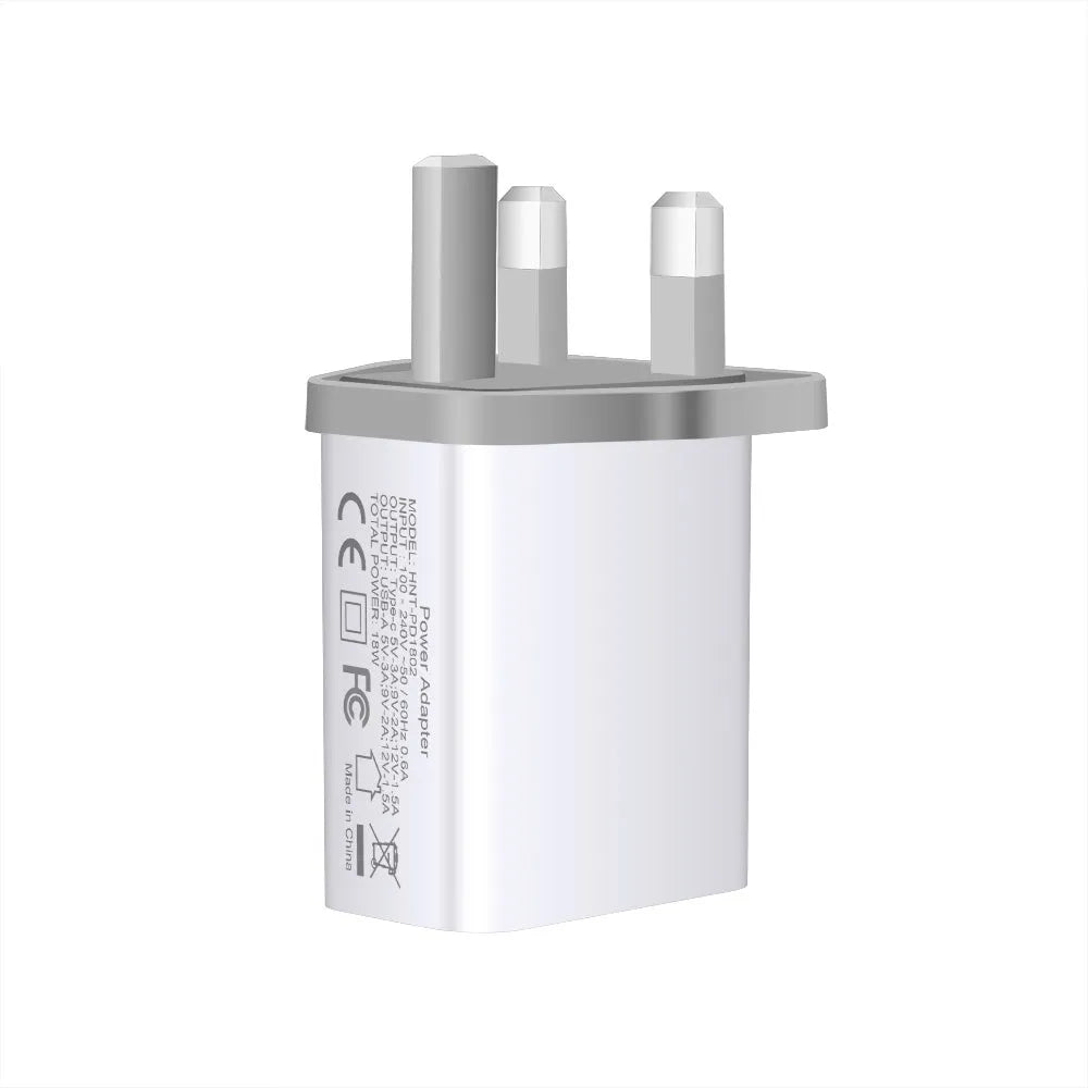 White 18W PD fast charger with dual USB-C ports for Apple iPhone 12 smartphones